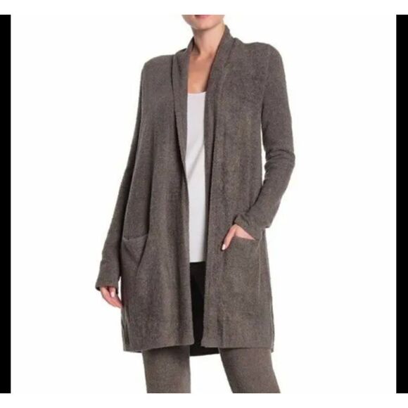 Barefoot Dreams Womens Mid Length Cardigan Cocoa Bamboo Chic Lite Size Large New - Picture 1 of 16